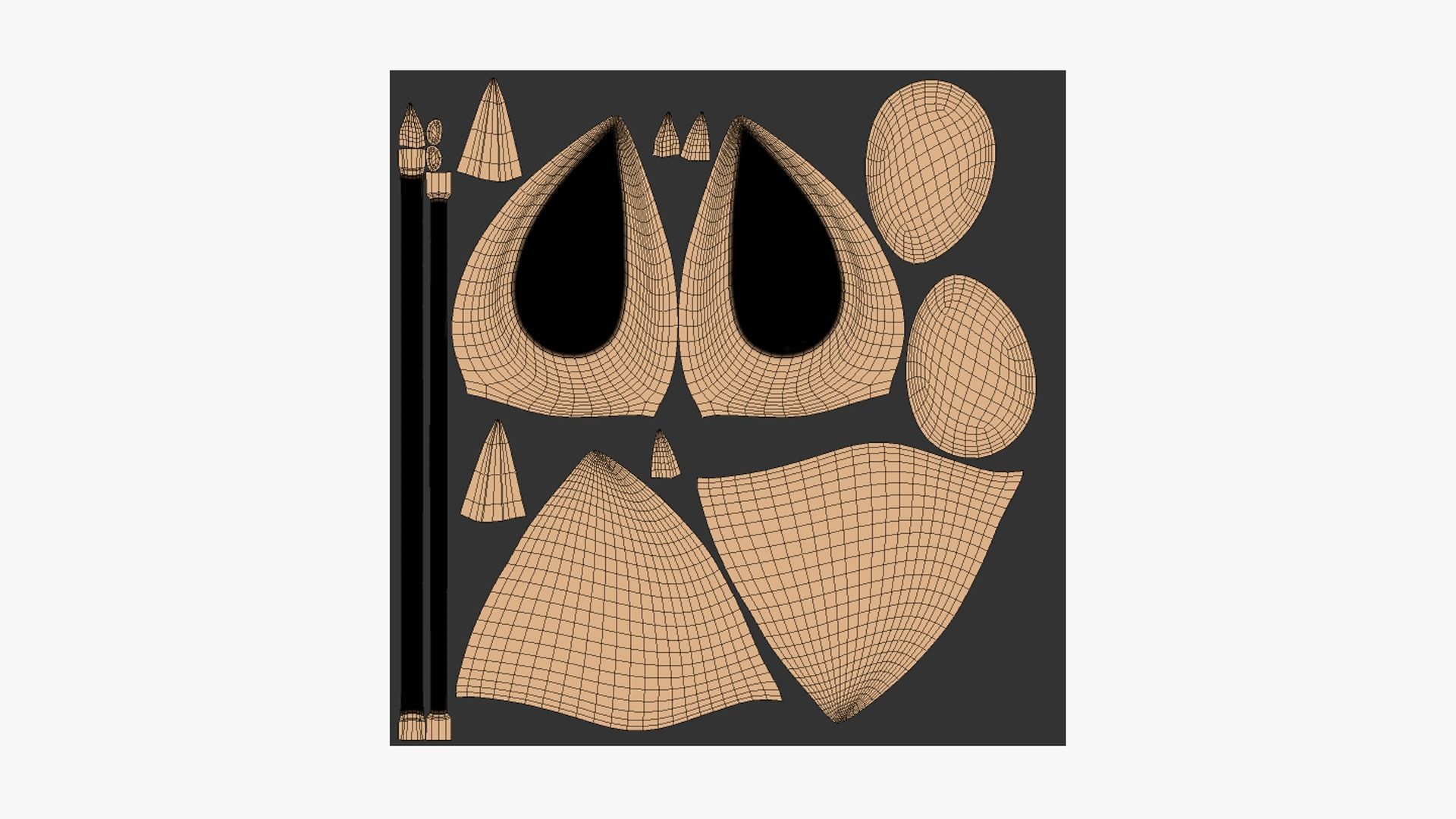 Furry Ears Tiara H04 Beige - Headband Character Design Low-poly 3D model_5