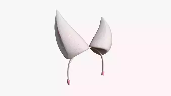 Furry Ears Tiara H06 White - Headband Character Design Low-poly 3D model