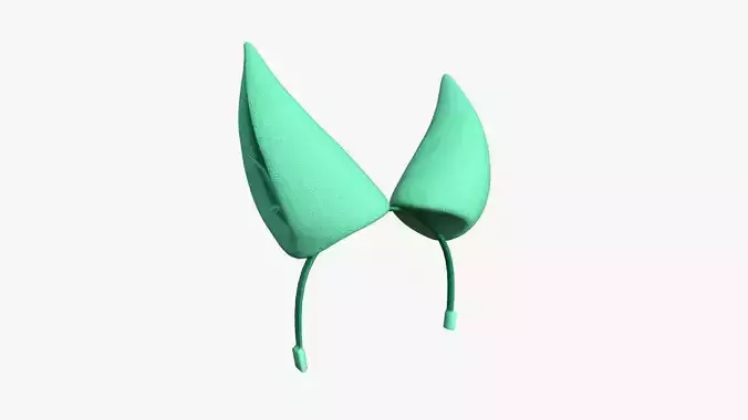 Furry Ears Tiara H07 Green - Headband Character Design Low-poly 3D model