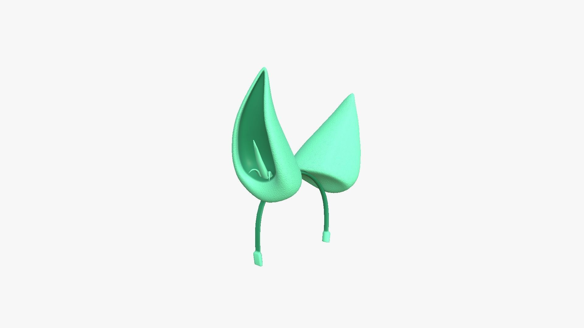 Furry Ears Tiara H07 Green - Headband Character Design Low-poly 3D model_2