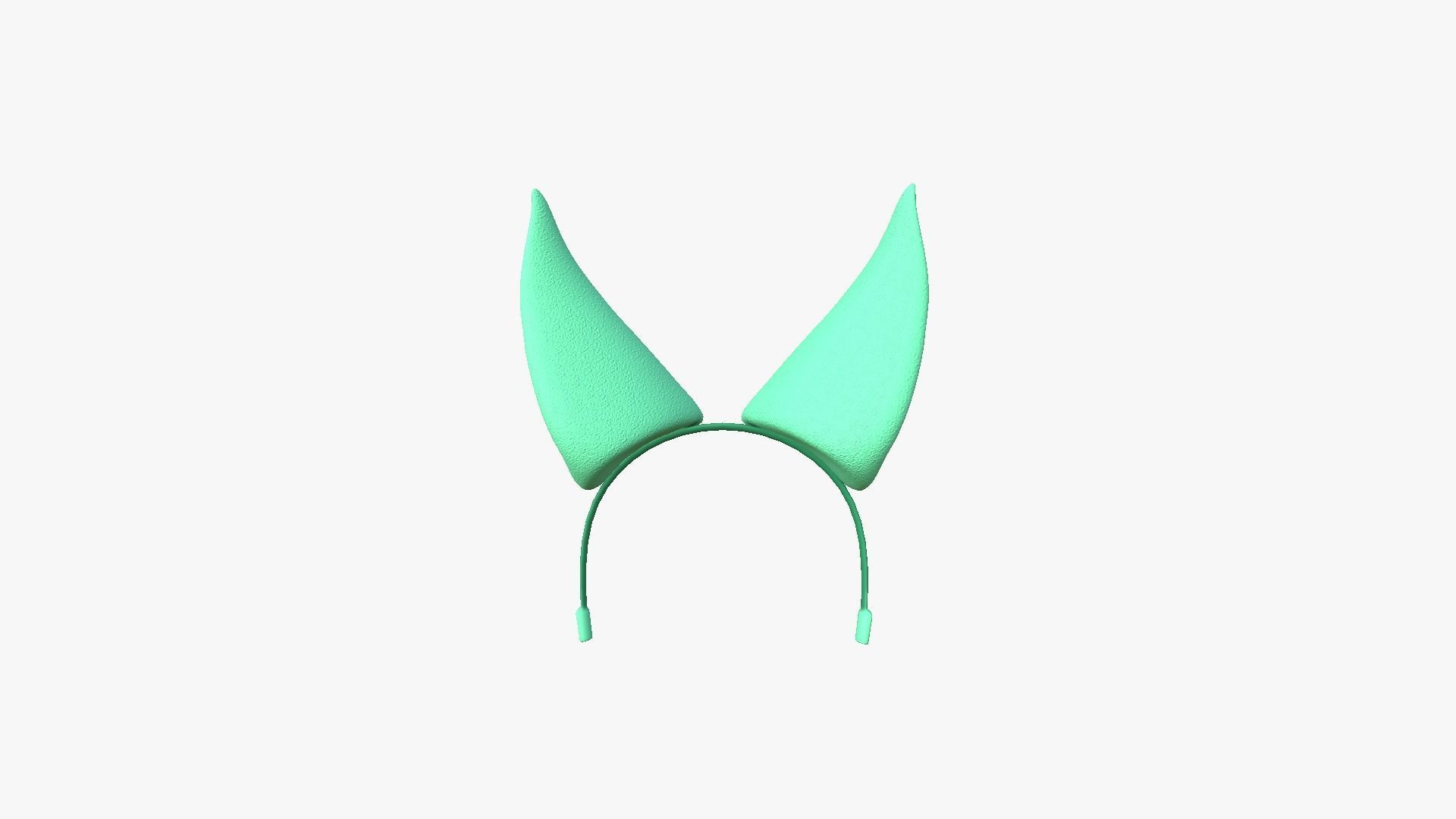 Furry Ears Tiara H07 Green - Headband Character Design Low-poly 3D model_1