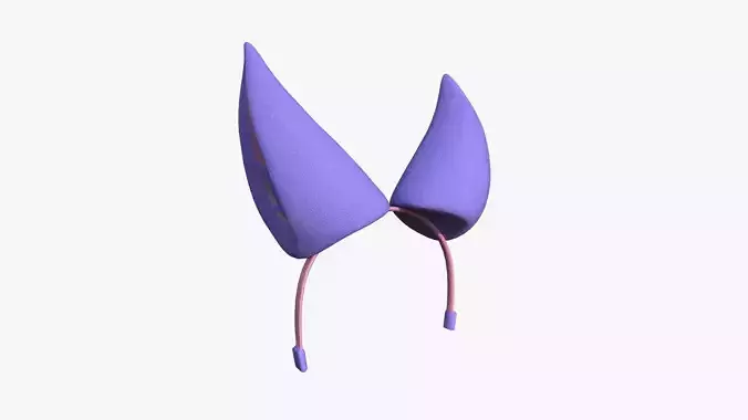 Furry Ears Tiara H08 Purple - Headband Character Design Low-poly 3D model