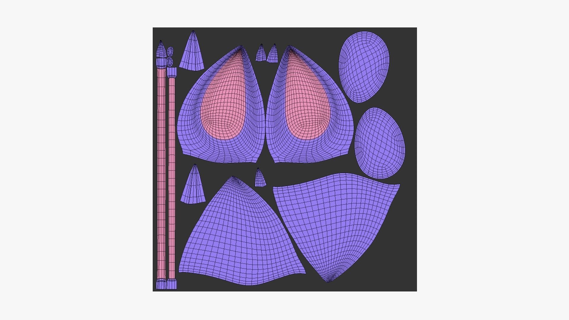 Furry Ears Tiara H08 Purple - Headband Character Design Low-poly 3D model_5