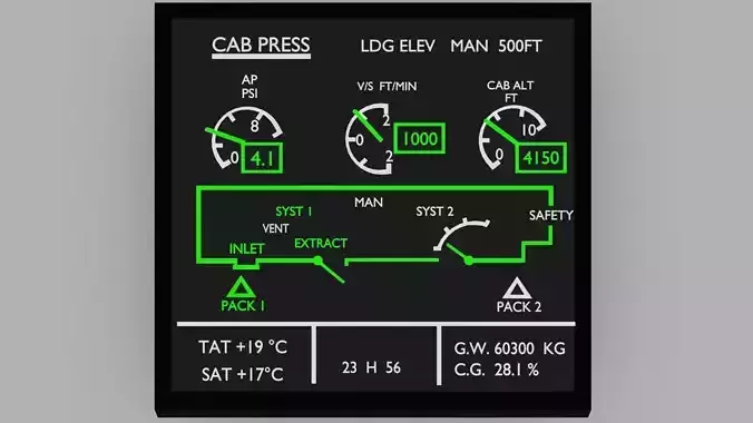 Secondary electronic centralised aircraft monitoring  3d Model 3D model