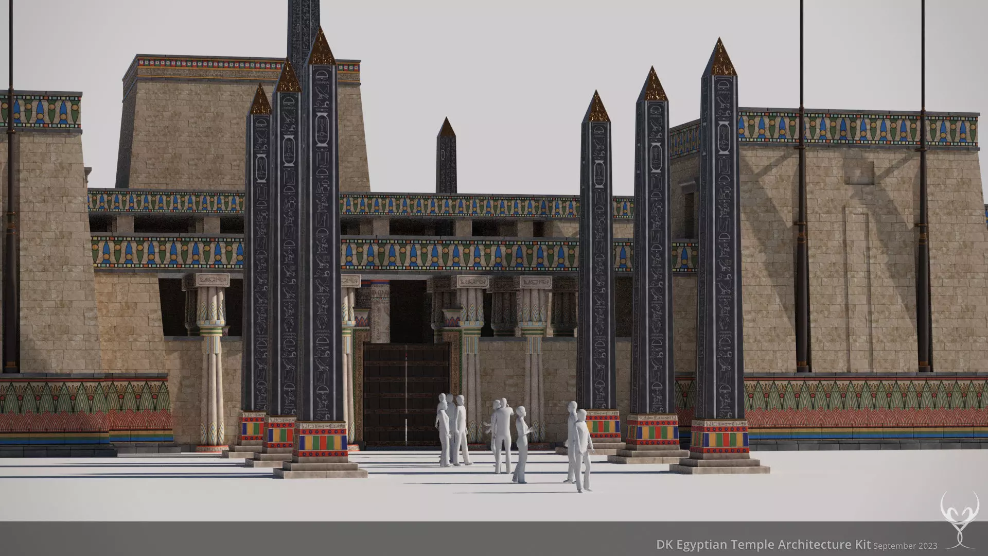 D Kit Egyptian Temple Architecture Kit Low-poly 3D model_0
