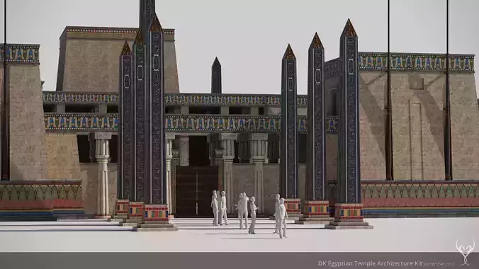 D Kit Egyptian Temple Architecture Kit Low-poly 3D model