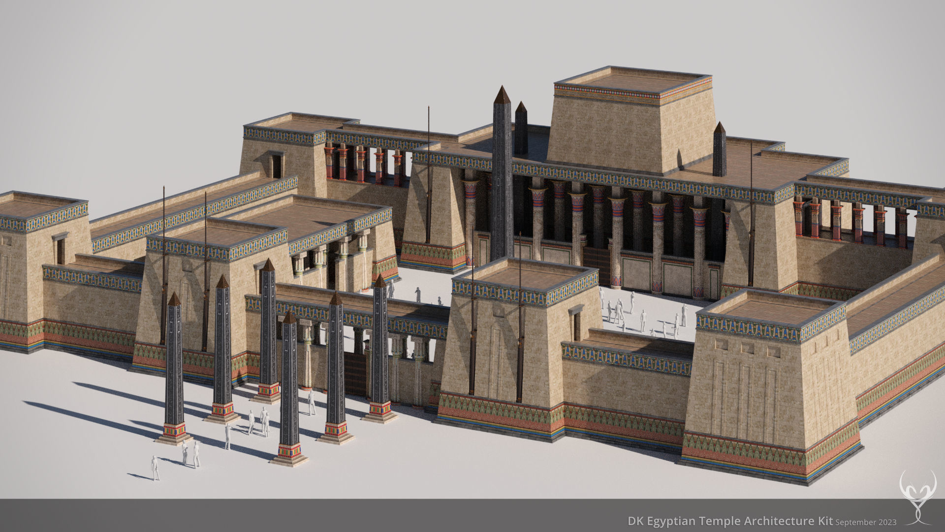 D Kit Egyptian Temple Architecture Kit Low-poly 3D model_4