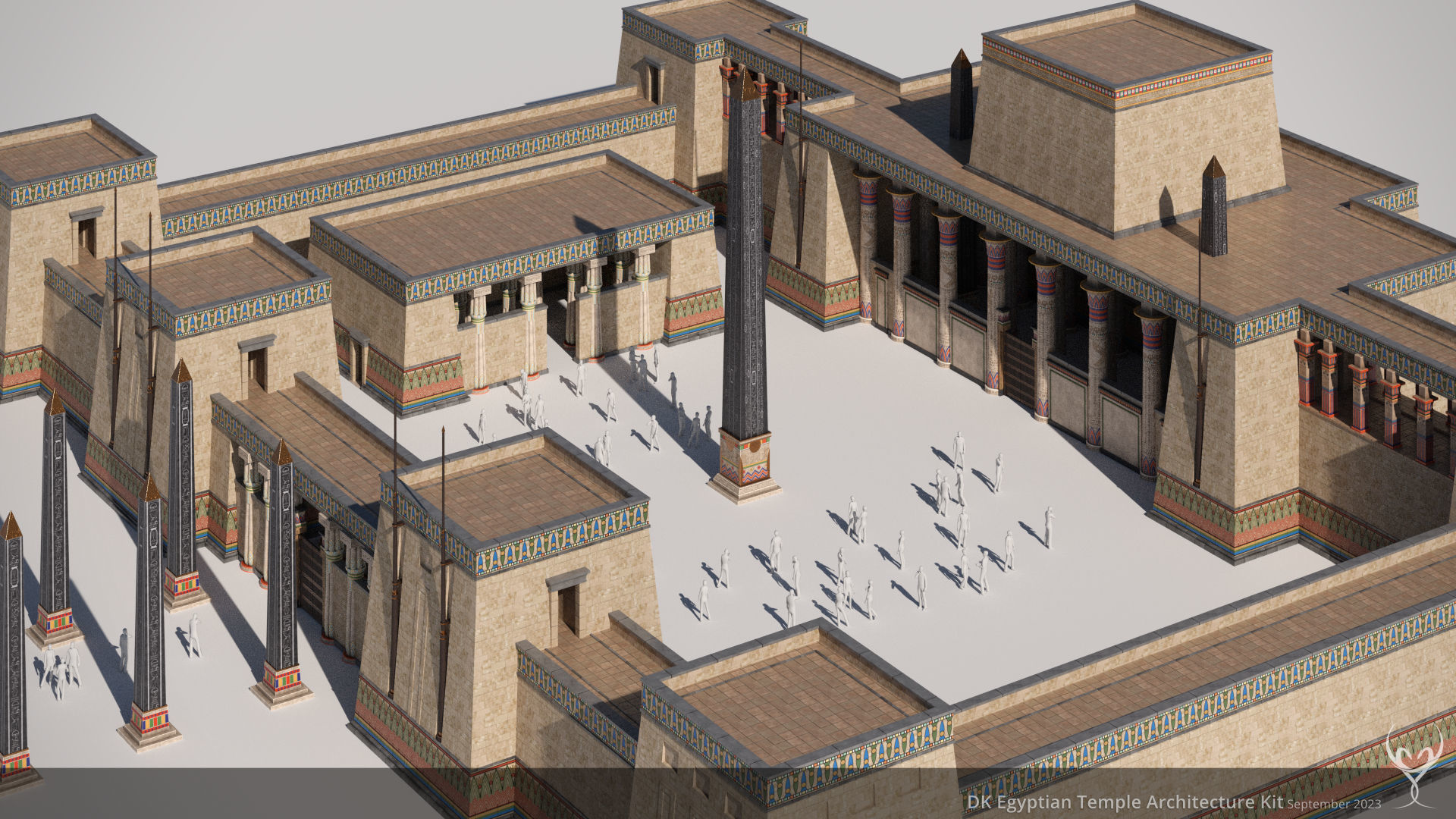 D Kit Egyptian Temple Architecture Kit Low-poly 3D model_8
