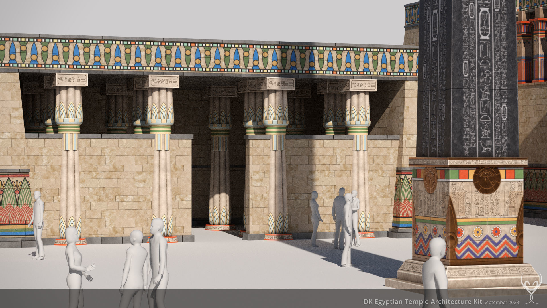 D Kit Egyptian Temple Architecture Kit Low-poly 3D model_6