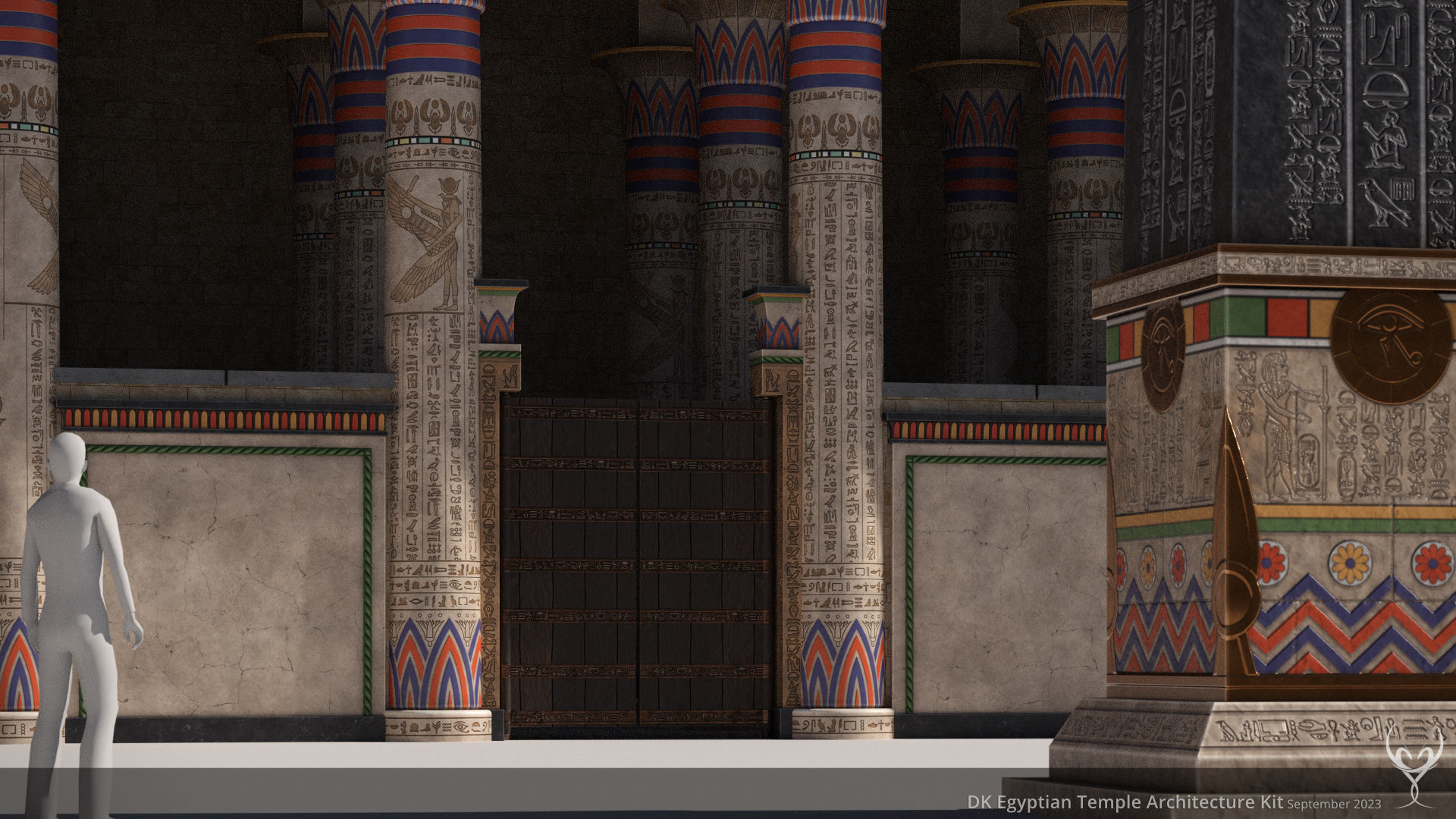 D Kit Egyptian Temple Architecture Kit Low-poly 3D model_5