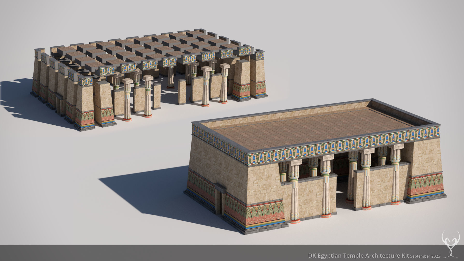 D Kit Egyptian Temple Architecture Kit Low-poly 3D model_3