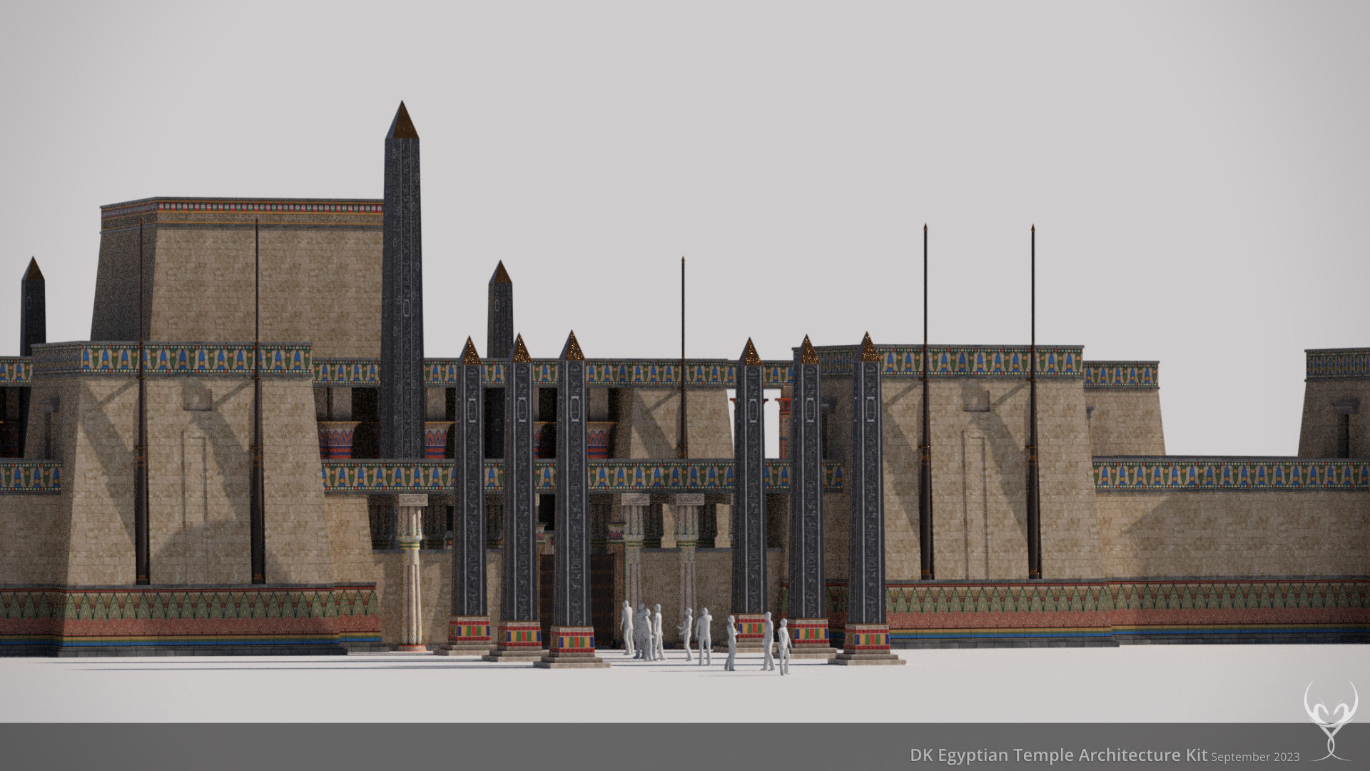 D Kit Egyptian Temple Architecture Kit Low-poly 3D model_9