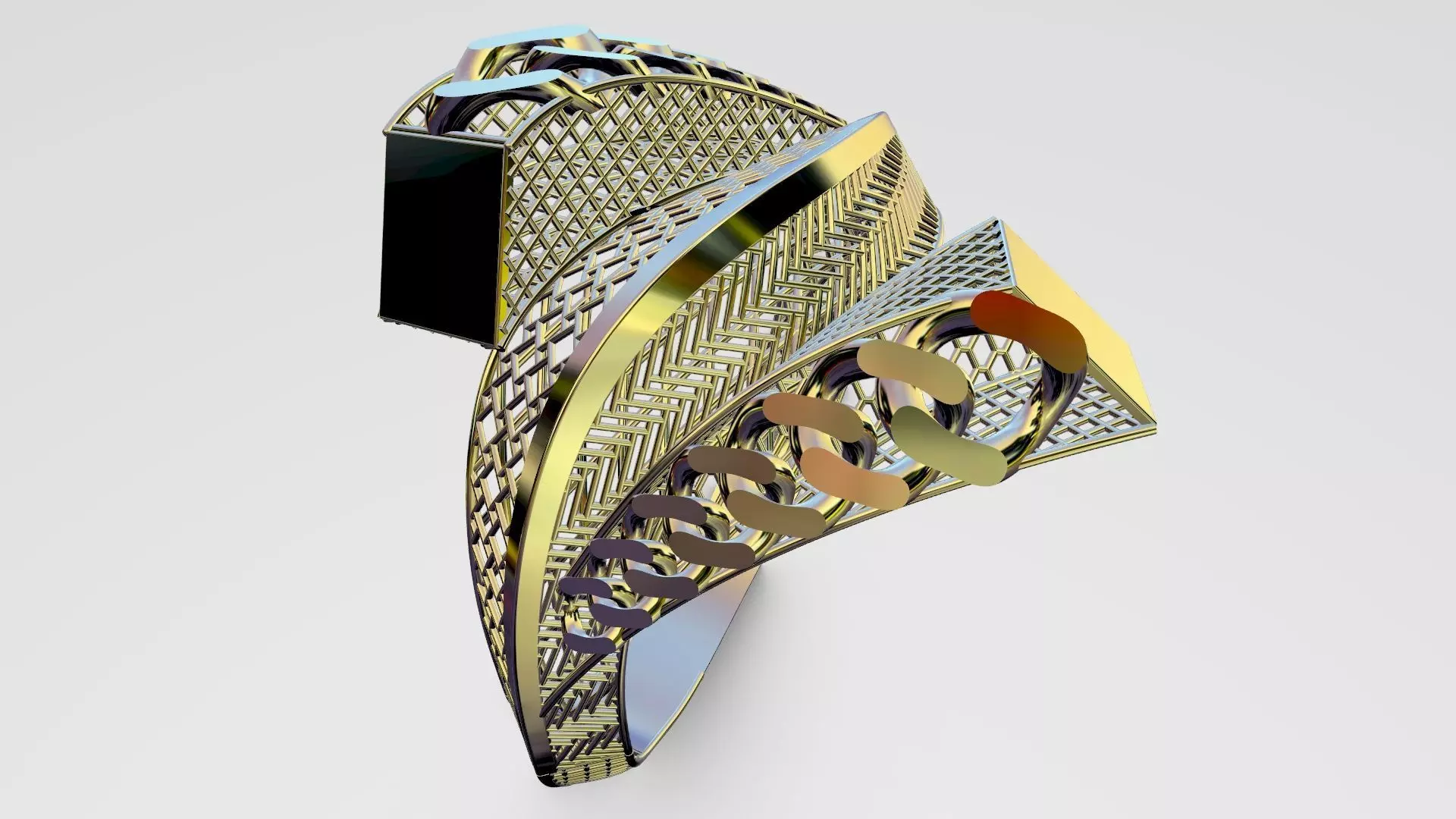 Cuban gold chain code 197 ring 3D print model