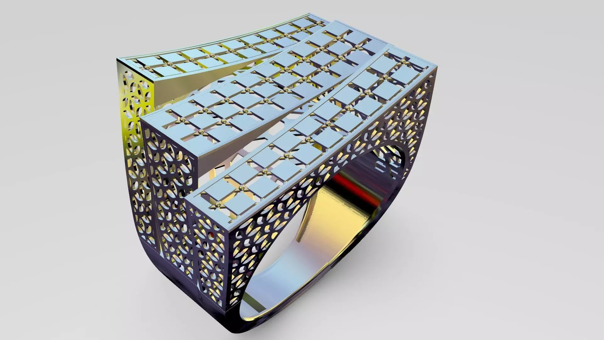 3 rectangle gold ring code 104 3D print model