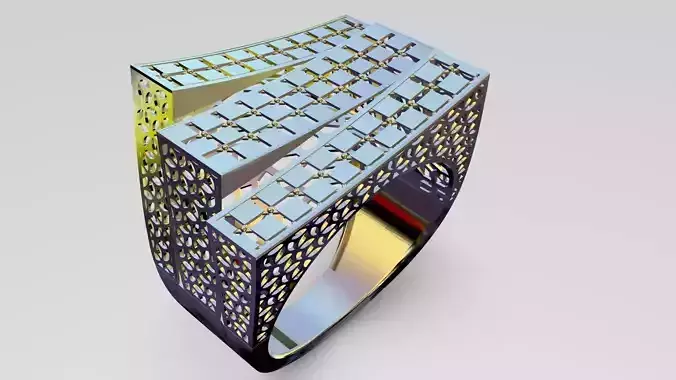 3 rectangle gold ring code 104 3D print model