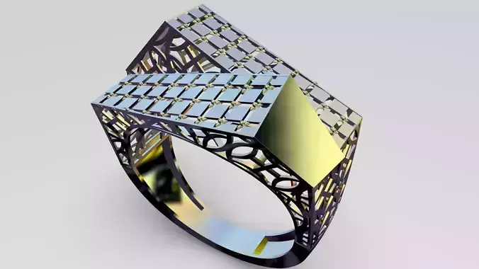 Angular gold ring code 107 3D print model