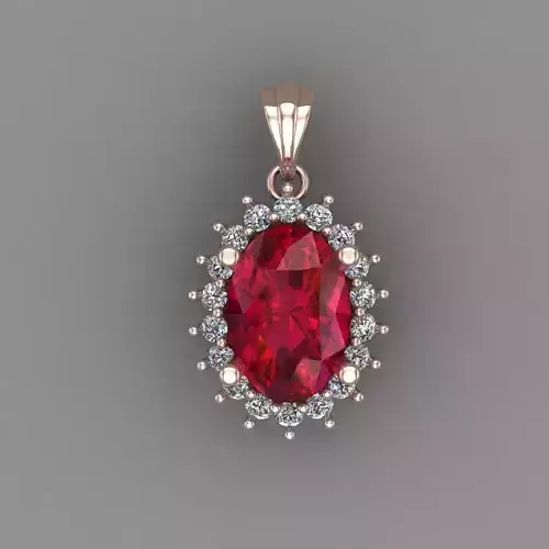 Ruby Rose Gold Diamond Pendant 3D Print Model