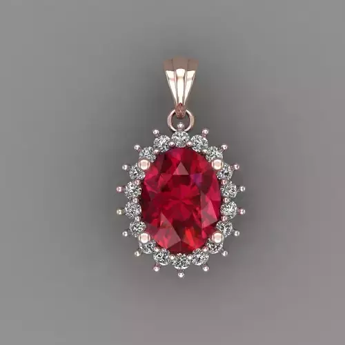 Ruby Rose Gold Diamond Pendant 3D Print Model