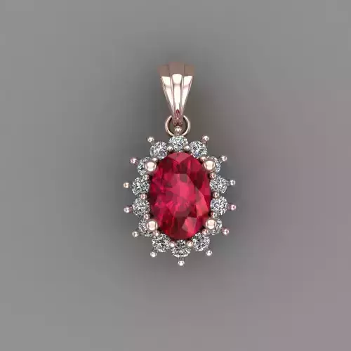 Ruby Rose Gold Diamond Pendant 3D Print Model