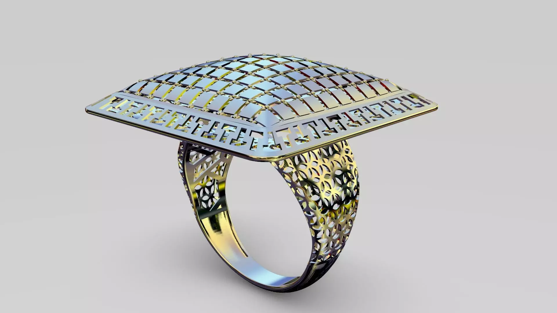 beautiful square gold ring code 108 3D print model