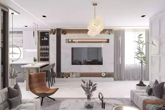 Living room with kitchen 