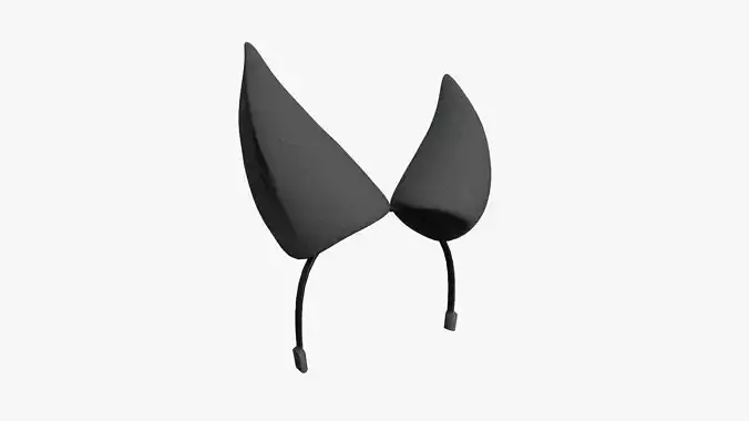 Furry Ears Tiara H09 Full Black - Headband Character Design Low-poly 3D model