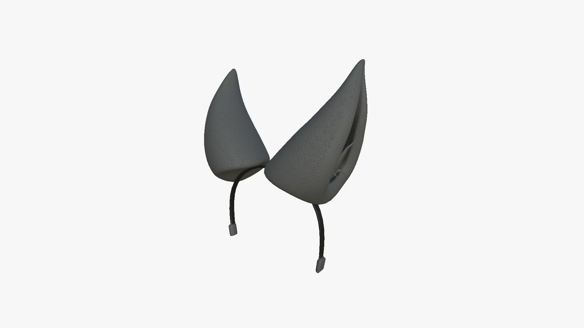 Furry Ears Tiara H09 Full Black - Headband Character Design Low-poly 3D model_3