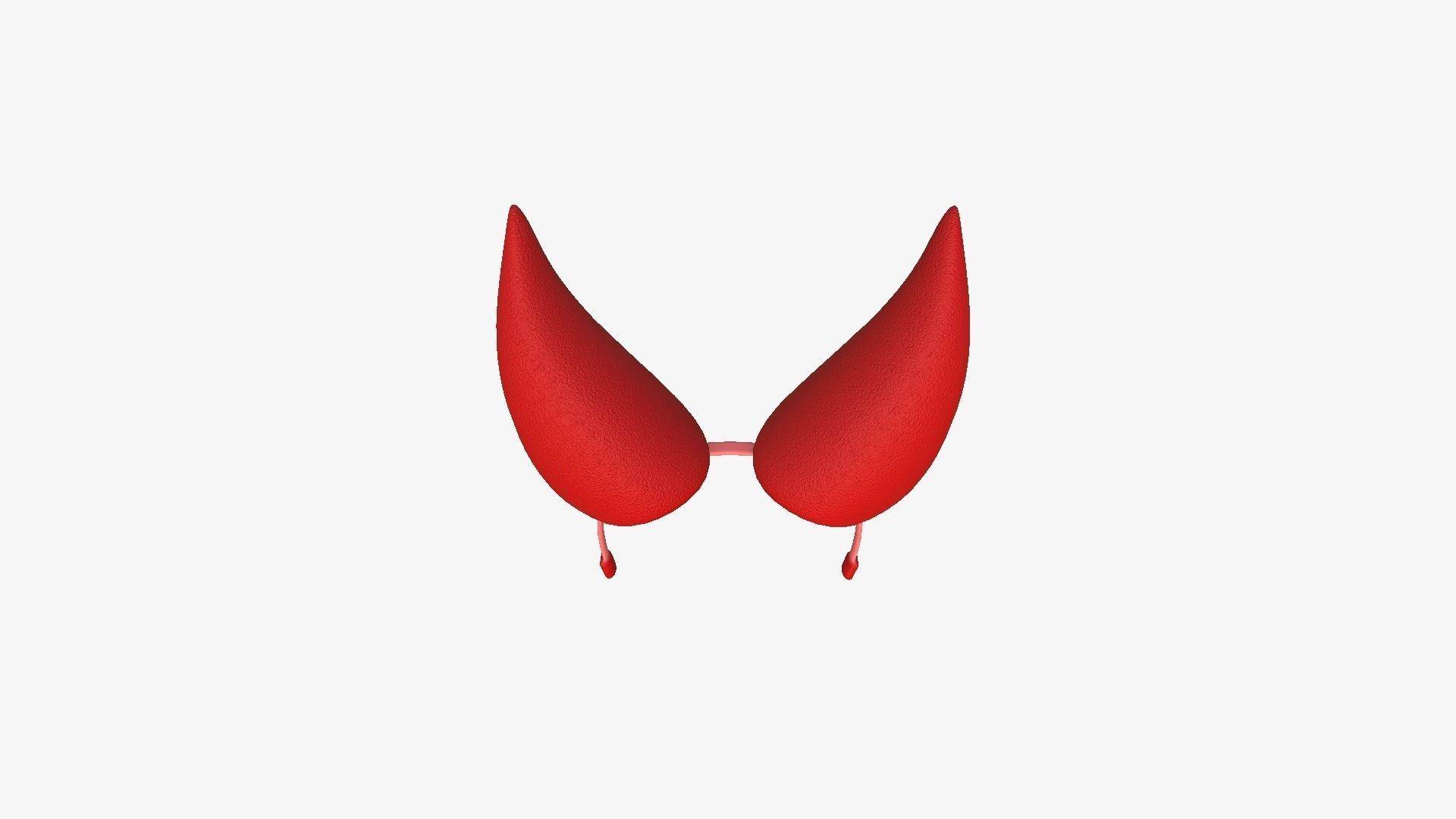 Furry Ears Tiara H10 Red - Headband Character Design Low-poly 3D model_4