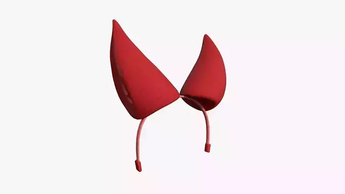 Furry Ears Tiara H10 Red - Headband Character Design Low-poly 3D model