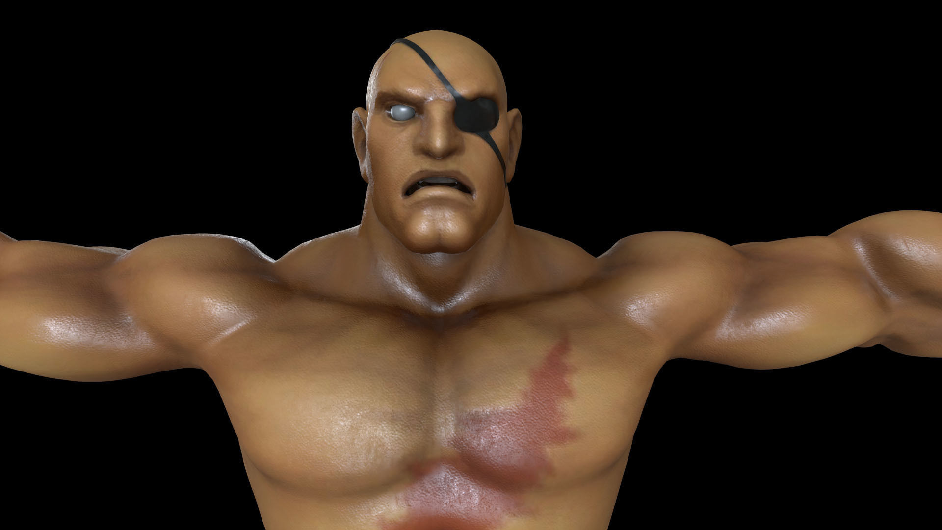 SAGT001 Rigged Sagat 3D model_8