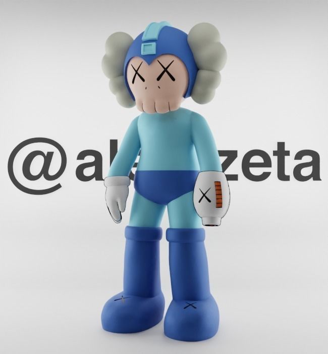Kaws Megaman Textured Low-poly 3D model_3