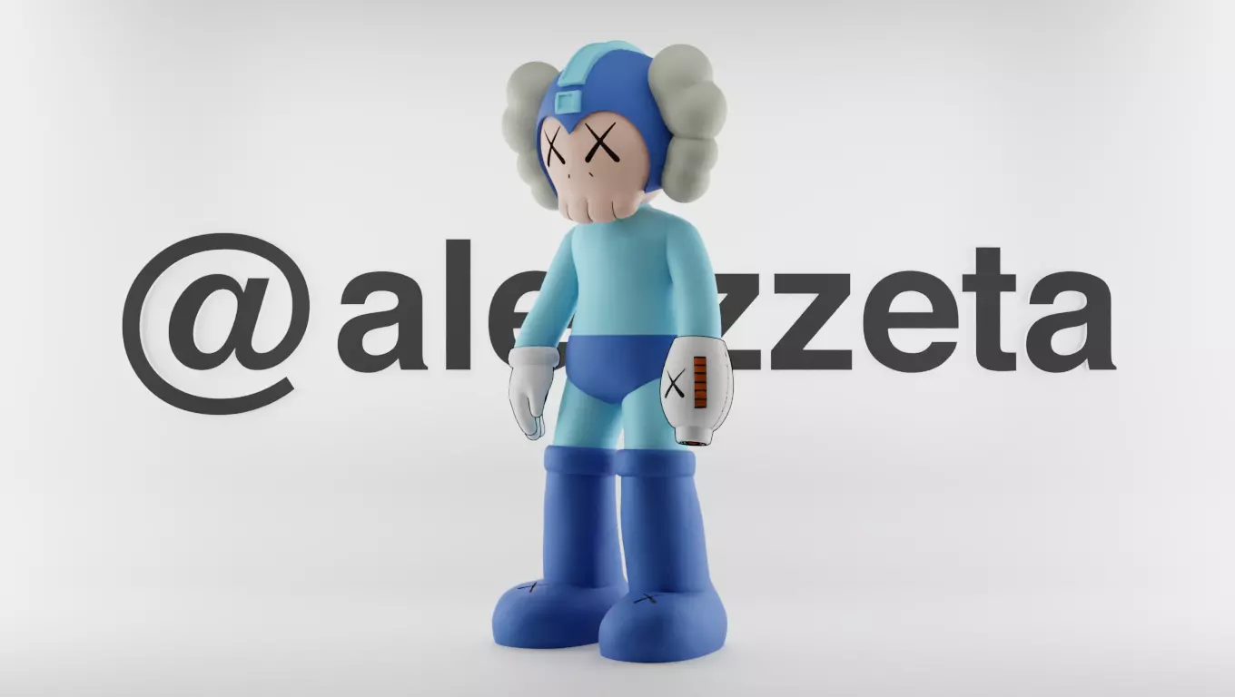 Kaws Megaman Textured Low-poly 3D model_0