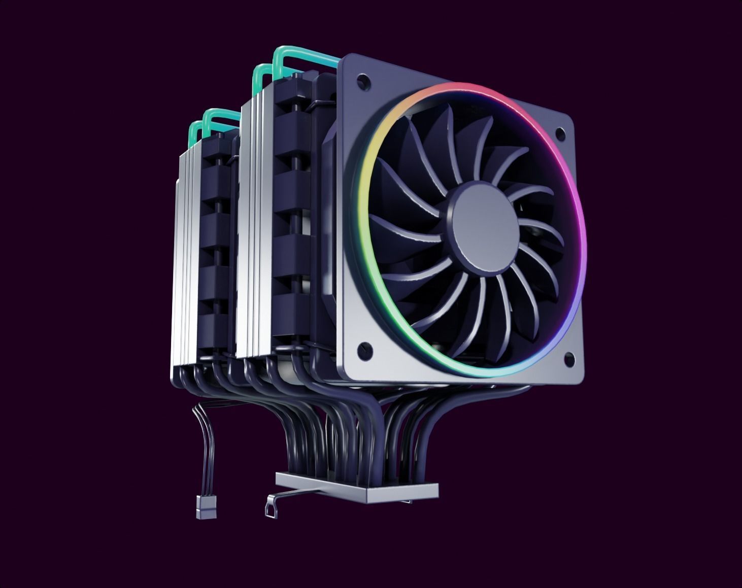 colorful rgb rainbow cpu cooler 2 fan pc computer lowpoly Low-poly 3D model_1