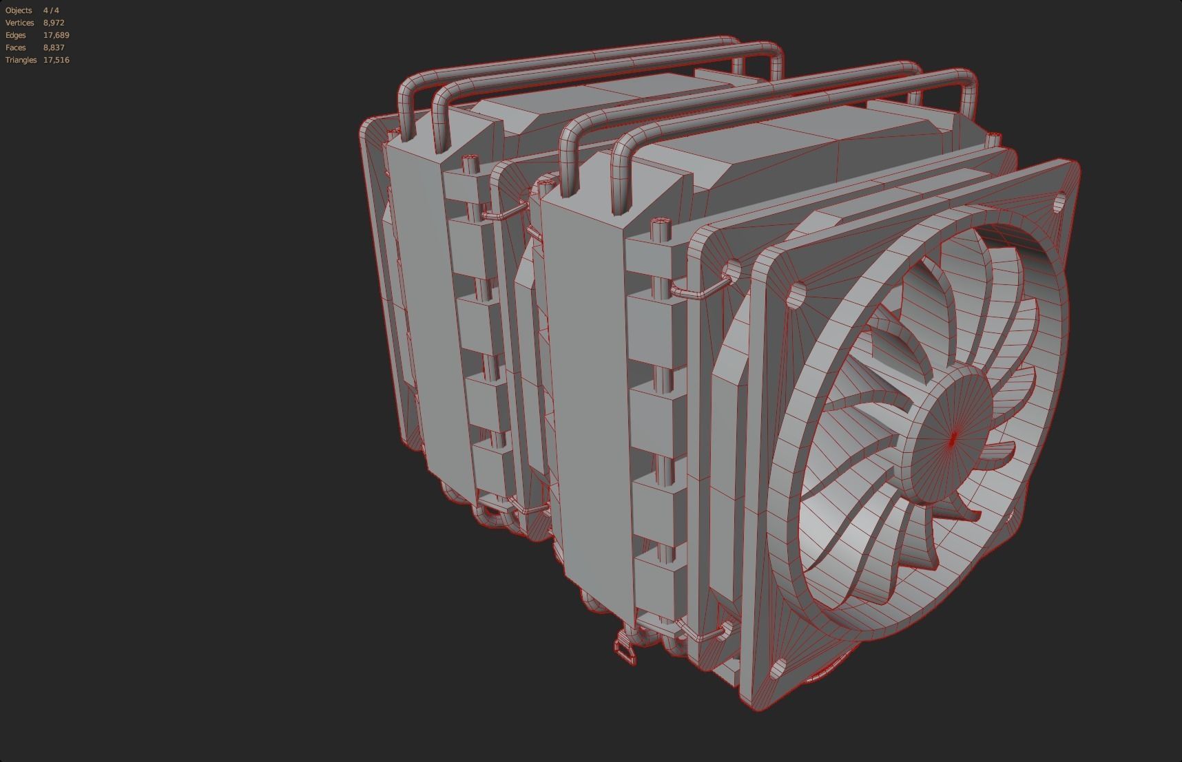 colorful rgb rainbow cpu cooler 2 fan pc computer lowpoly Low-poly 3D model_12