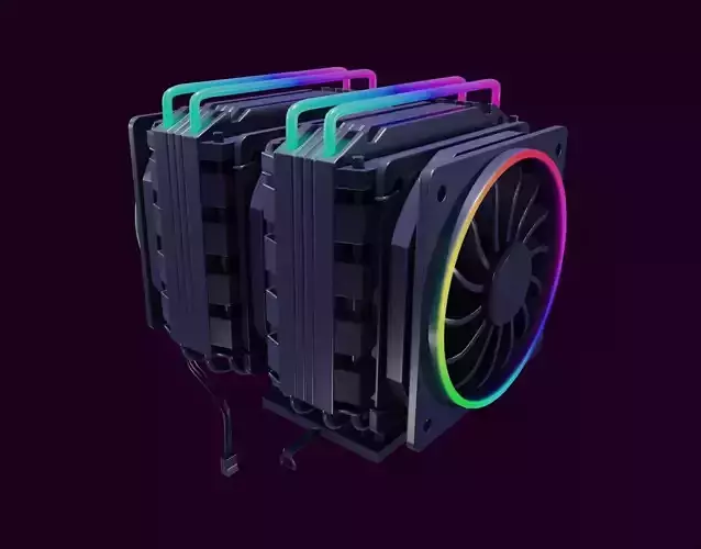 colorful rgb rainbow cpu cooler 2 fan pc computer lowpoly Low-poly 3D model