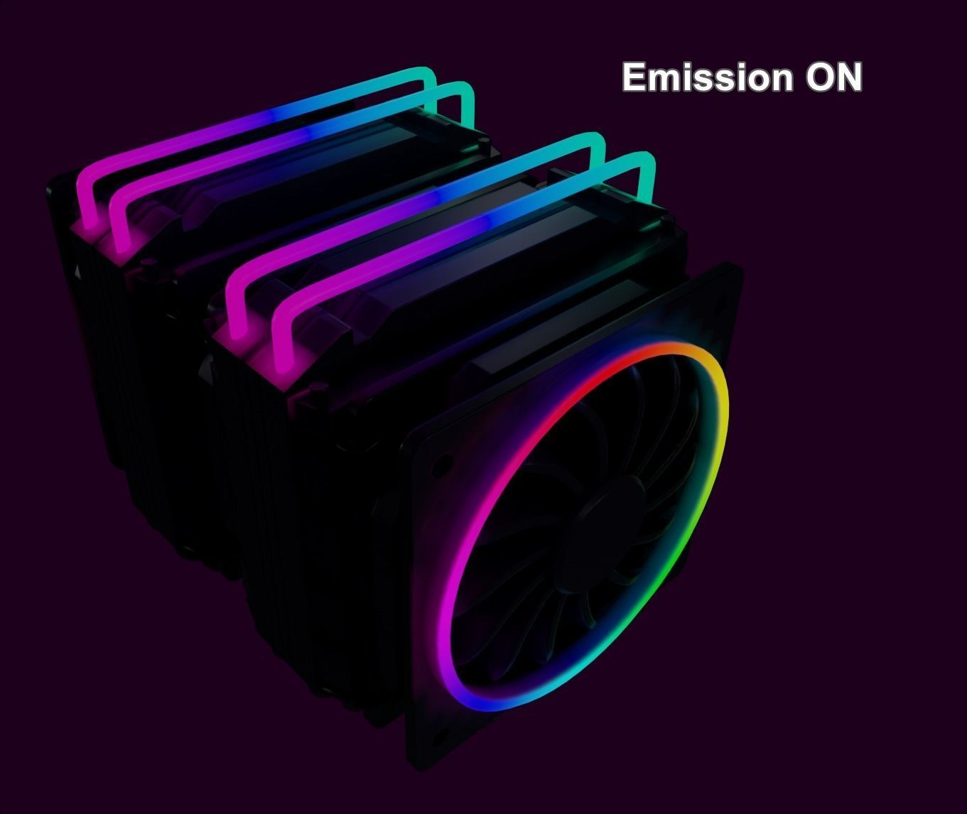 colorful rgb rainbow cpu cooler 2 fan pc computer lowpoly Low-poly 3D model_6