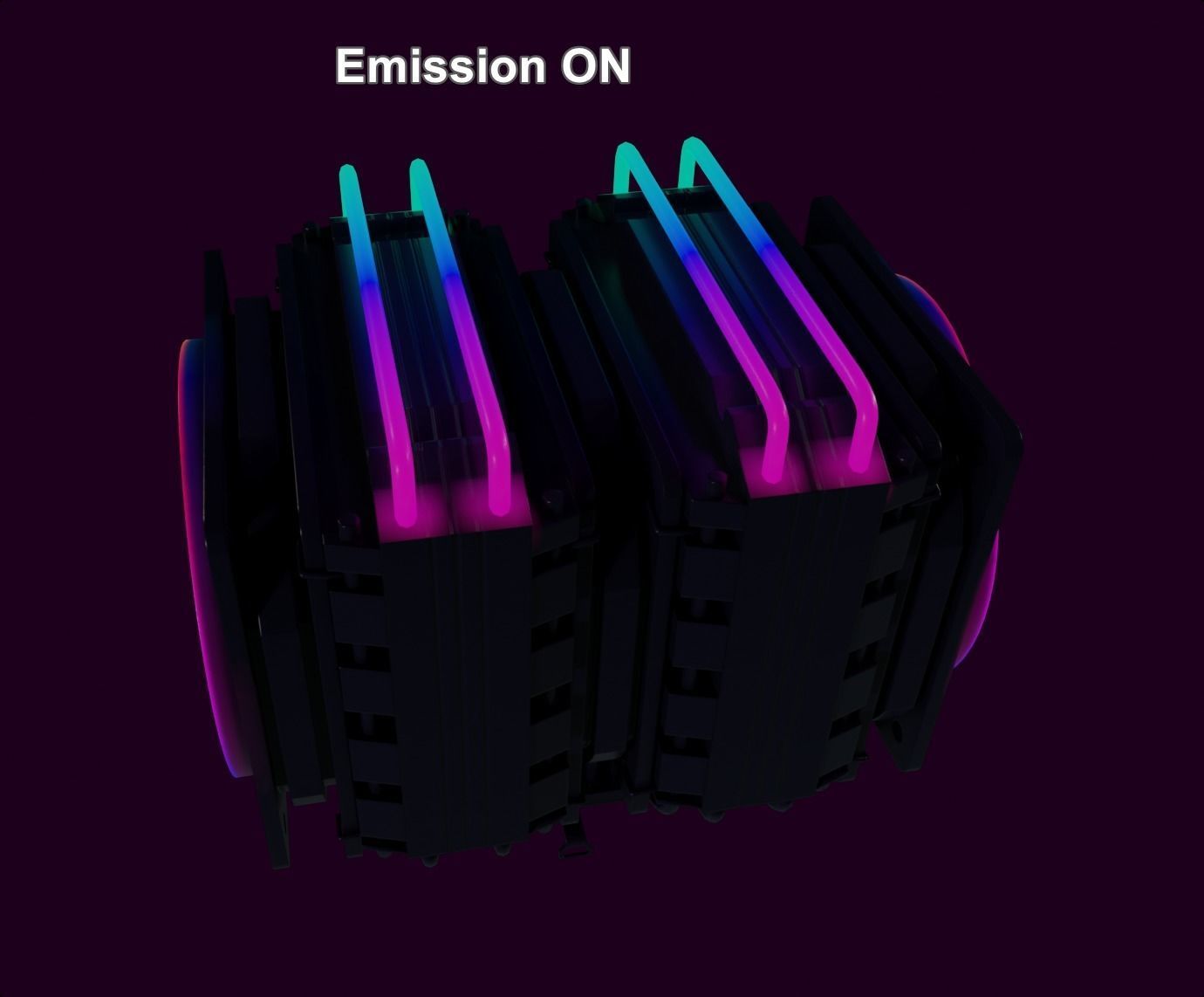 colorful rgb rainbow cpu cooler 2 fan pc computer lowpoly Low-poly 3D model_5