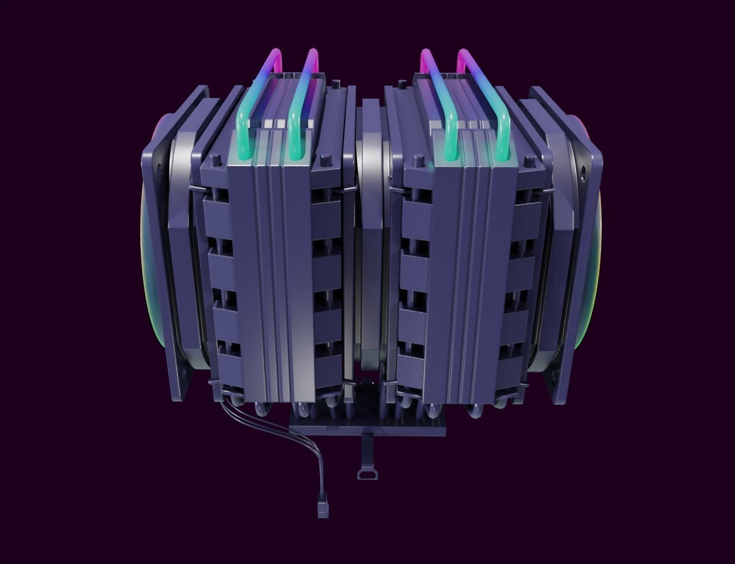 colorful rgb rainbow cpu cooler 2 fan pc computer lowpoly Low-poly 3D model_2