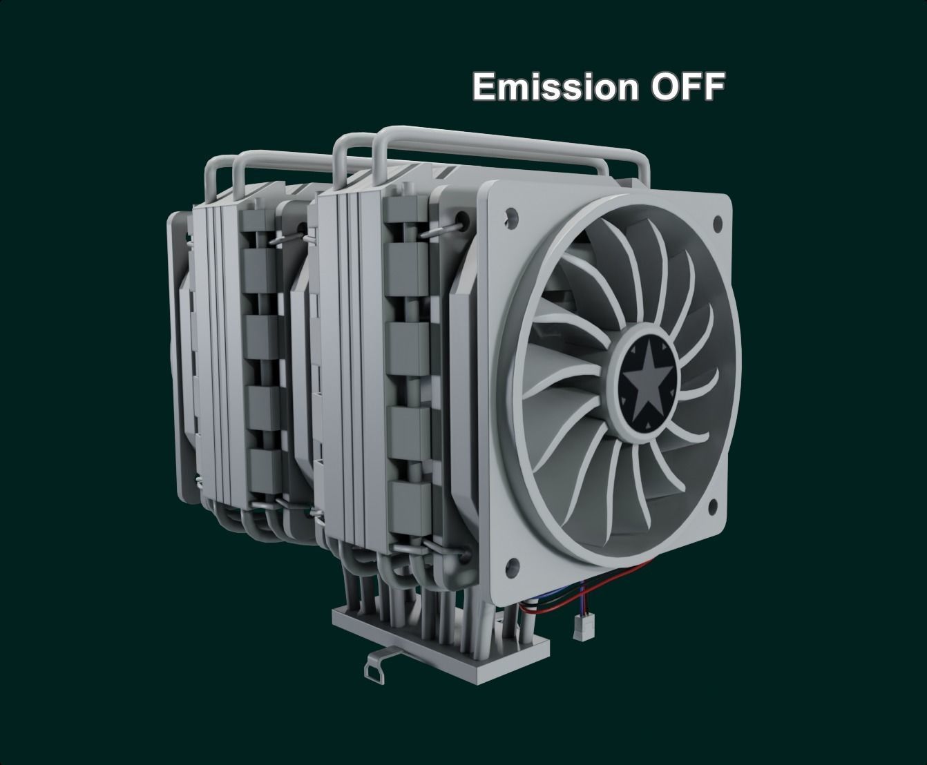 rgb cpu cooler 2 fan nuclear green pc computer asset lowpoly  Low-poly 3D model_5