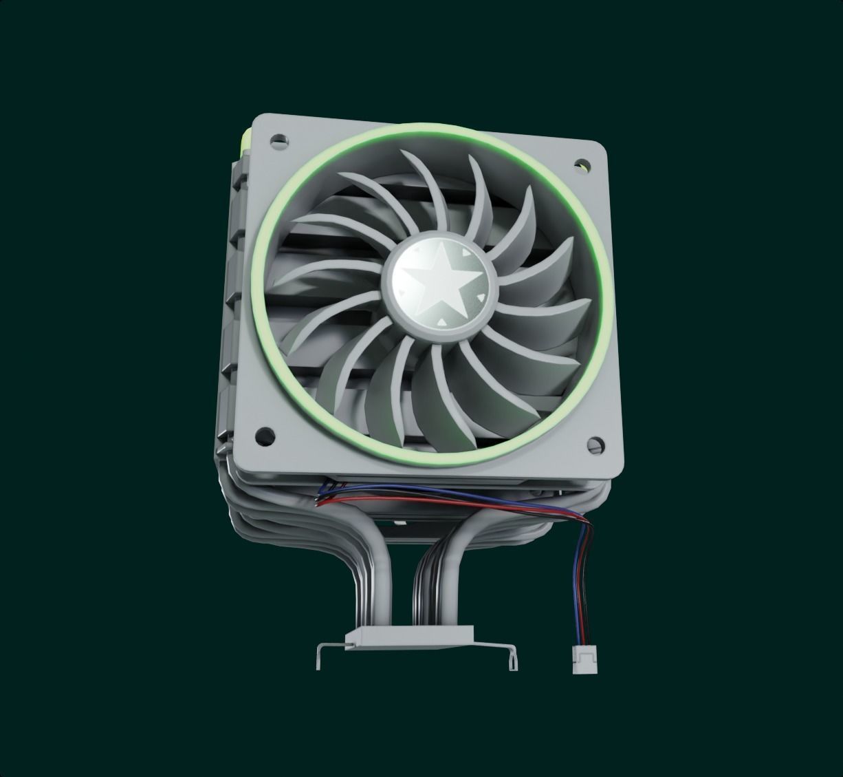 rgb cpu cooler 2 fan nuclear green pc computer asset lowpoly  Low-poly 3D model_4