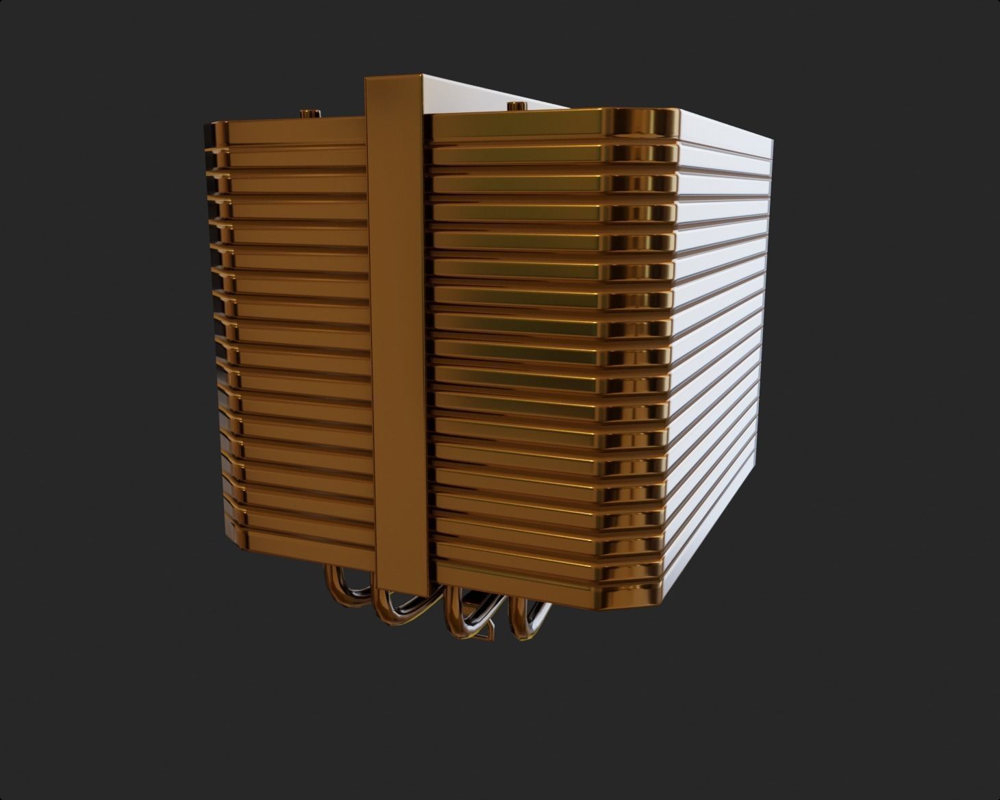 lowpoly bronze cpu passive cooler without rgb gameready  Low-poly 3D model_1