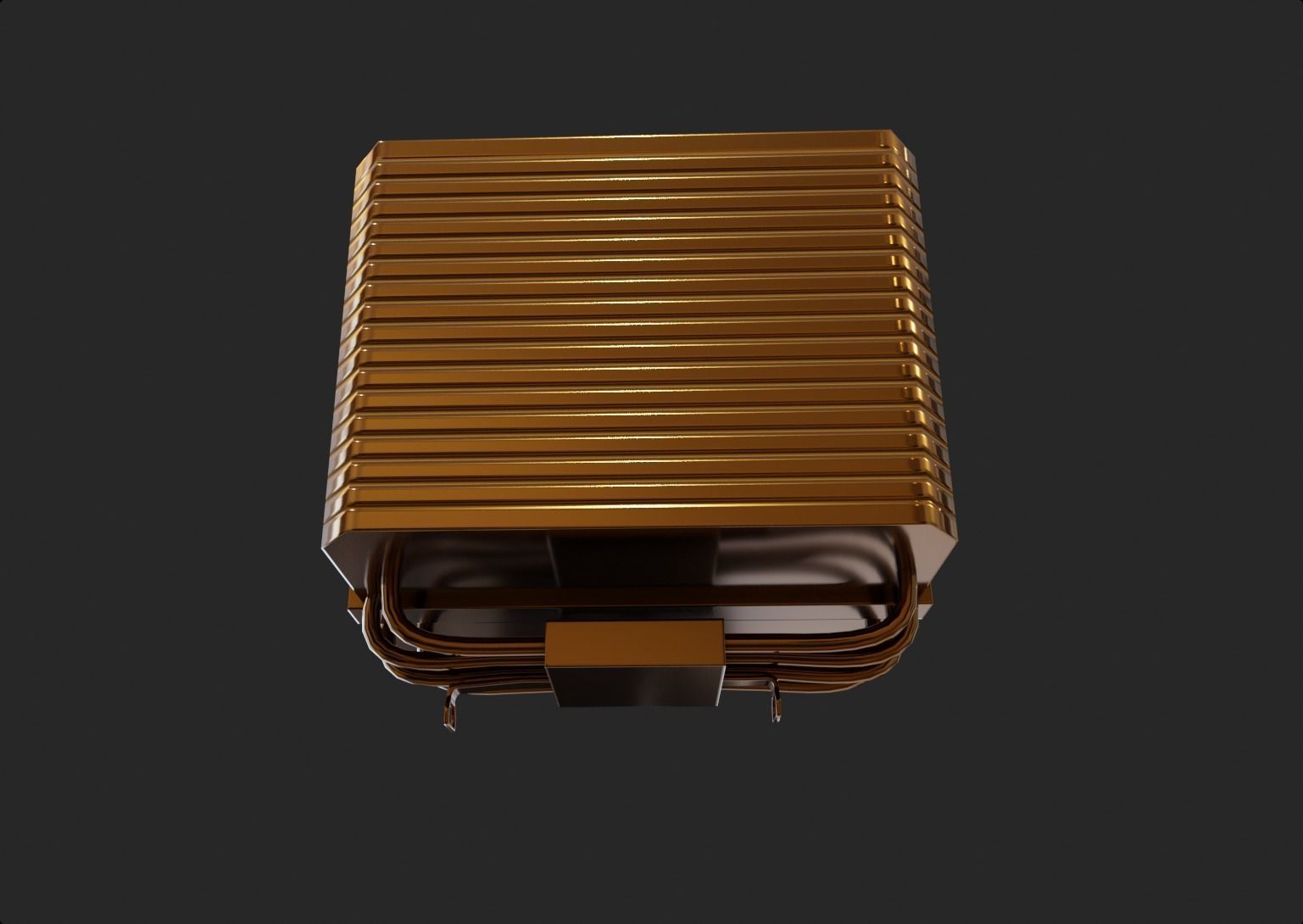 lowpoly bronze cpu passive cooler without rgb gameready  Low-poly 3D model_3