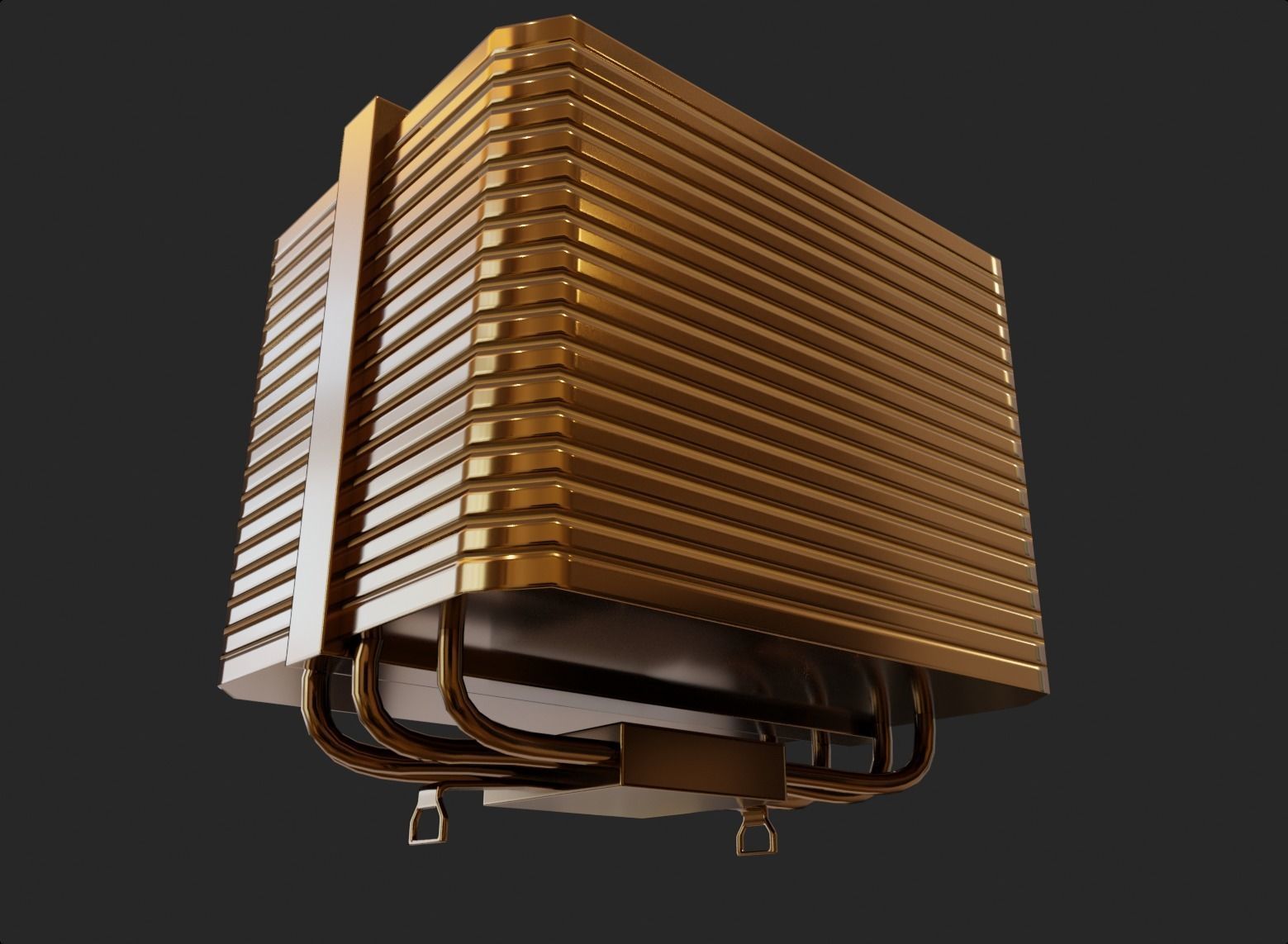 lowpoly bronze cpu passive cooler without rgb gameready  Low-poly 3D model_2