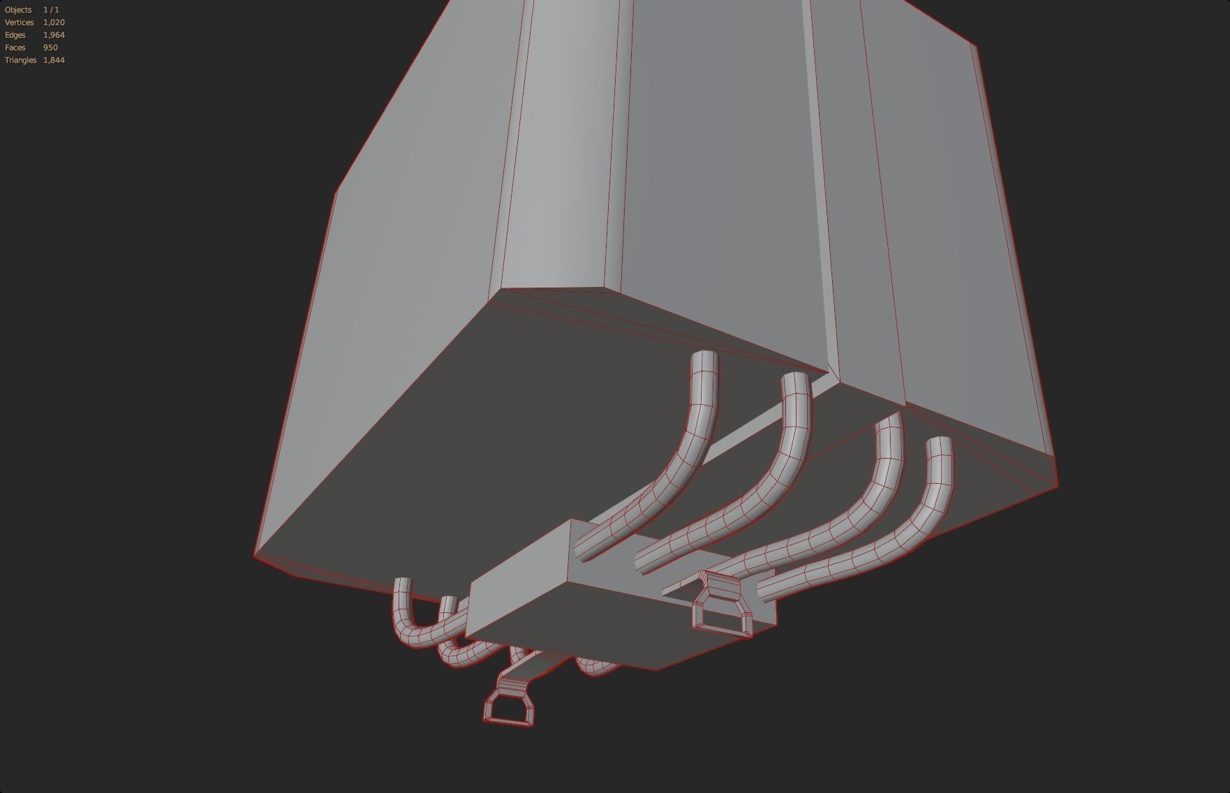 lowpoly bronze cpu passive cooler without rgb gameready  Low-poly 3D model_7