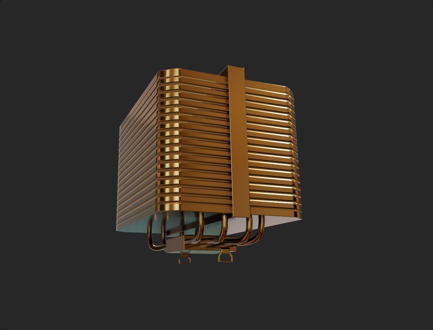 lowpoly bronze cpu passive cooler without rgb gameready  Low-poly 3D model_4
