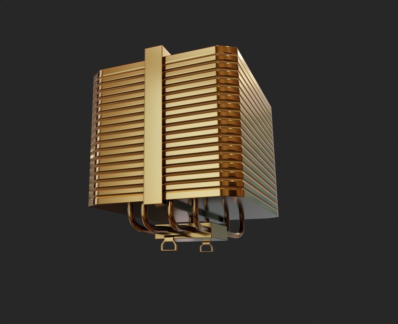 lowpoly bronze cpu passive cooler without rgb gameready  Low-poly 3D model_5
