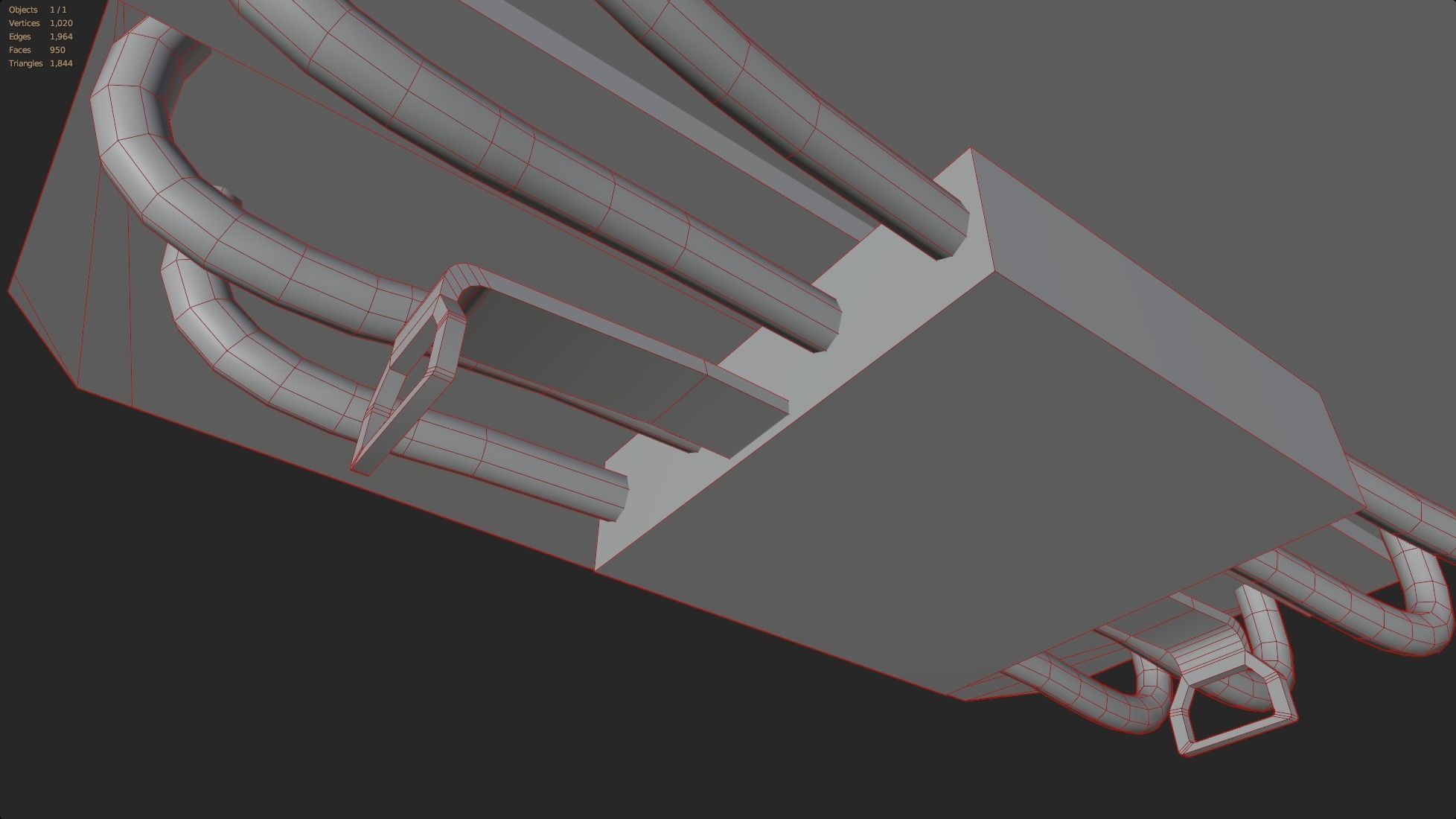 lowpoly bronze cpu passive cooler without rgb gameready  Low-poly 3D model_8