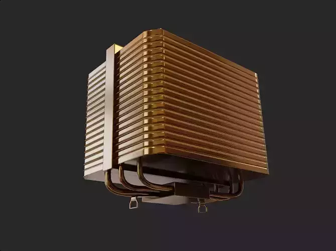 lowpoly bronze cpu passive cooler without rgb gameready  Low-poly 3D model