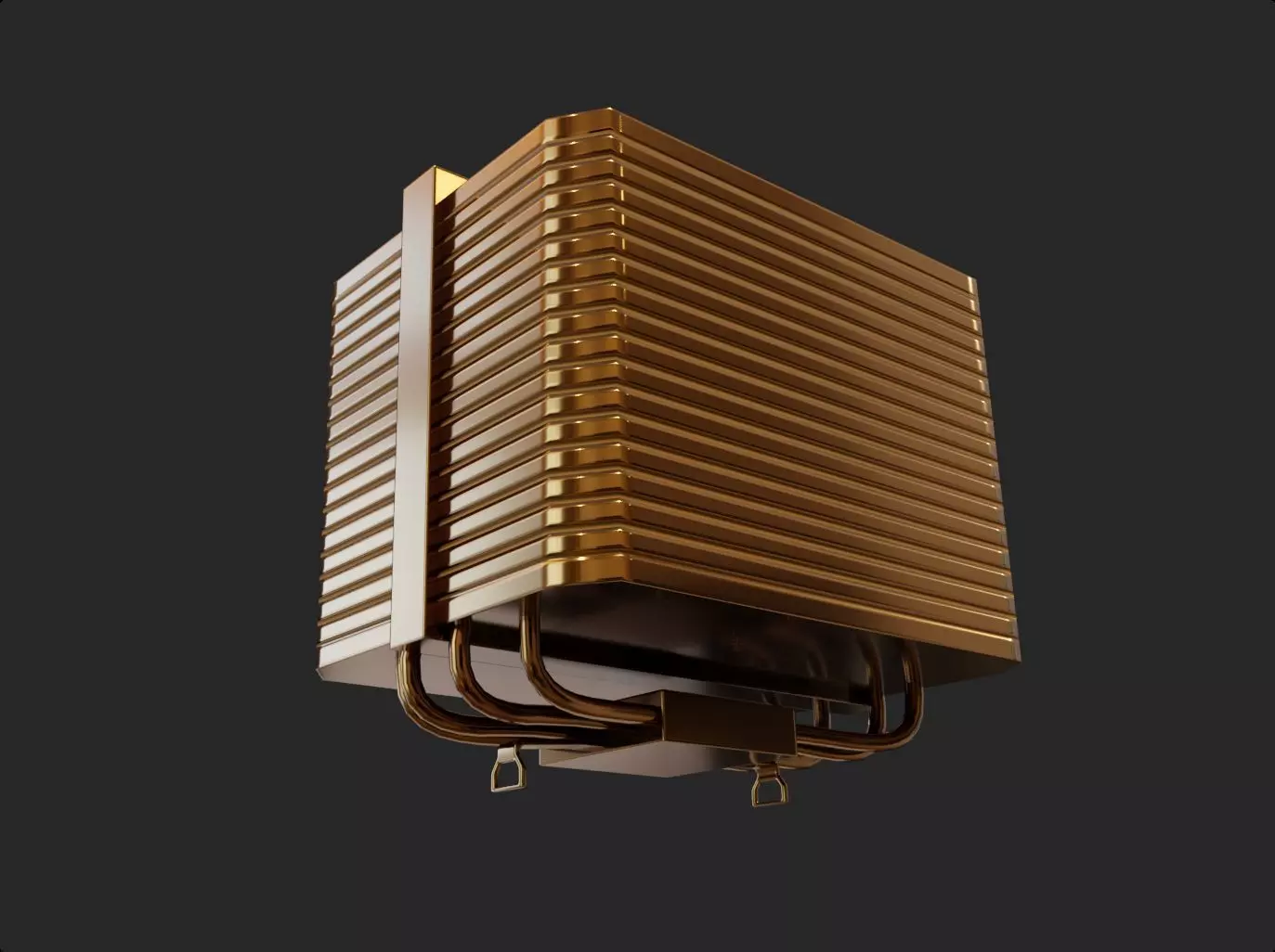 lowpoly bronze cpu passive cooler without rgb gameready  Low-poly 3D model_0