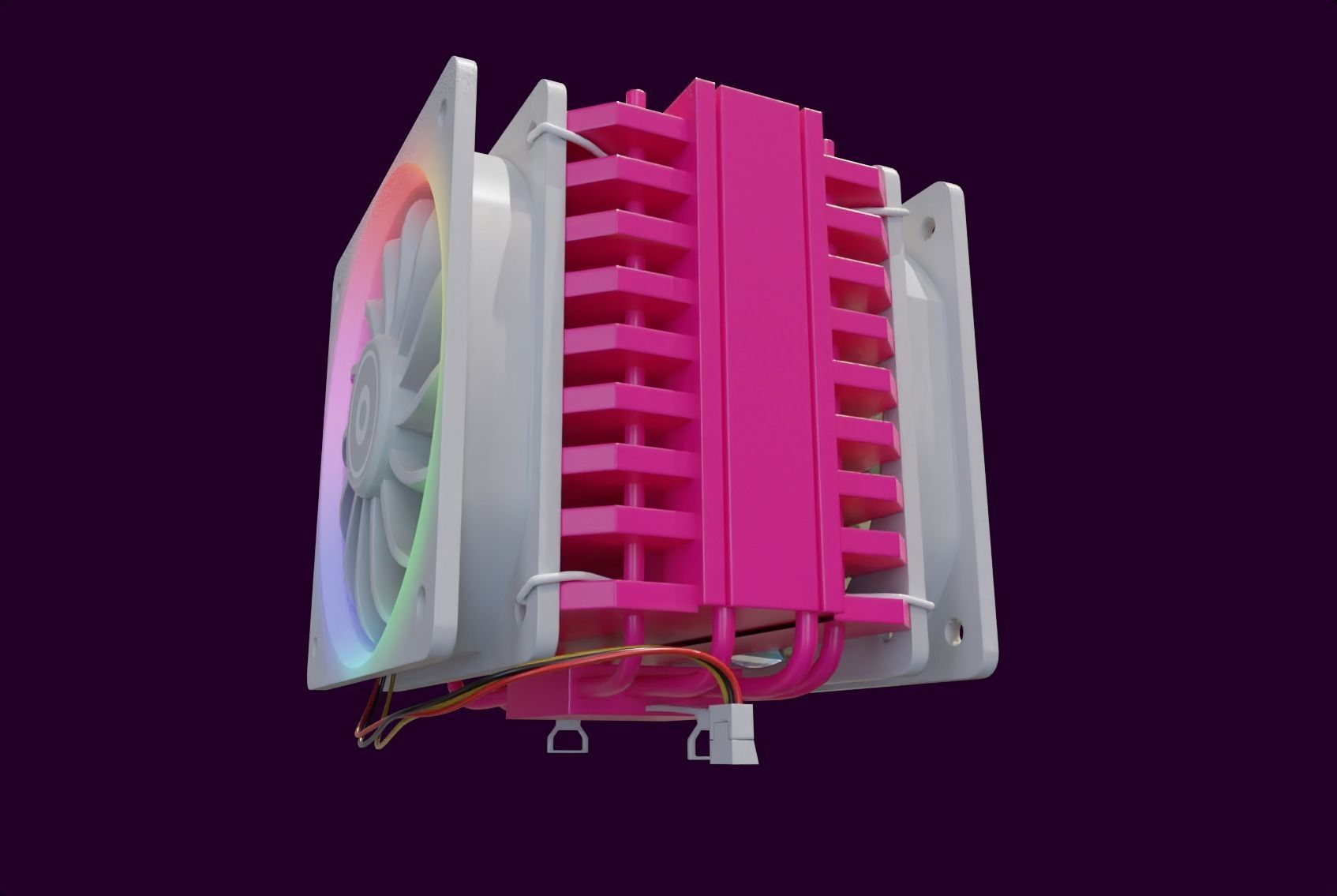 girl pink rgb cpu cooler gamer gaming pc computer lowpoly Low-poly 3D model_4